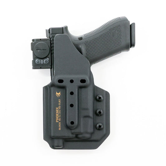 Rear view of the Phoenix light-bearing tactical holster showing the universal mounting pattern