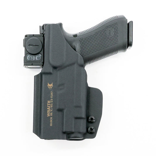 Rear view of the Wraith light-bearing IWB holster showing the branded Kydex shell