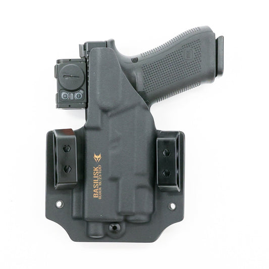 Rear view of the Basilisk light-bearing OWB holster with Adaptive Belt Loops