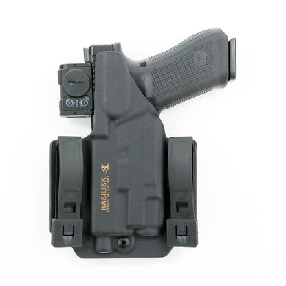 Rear view of the Basilisk light-bearing OWB holster with K-LOC Clips