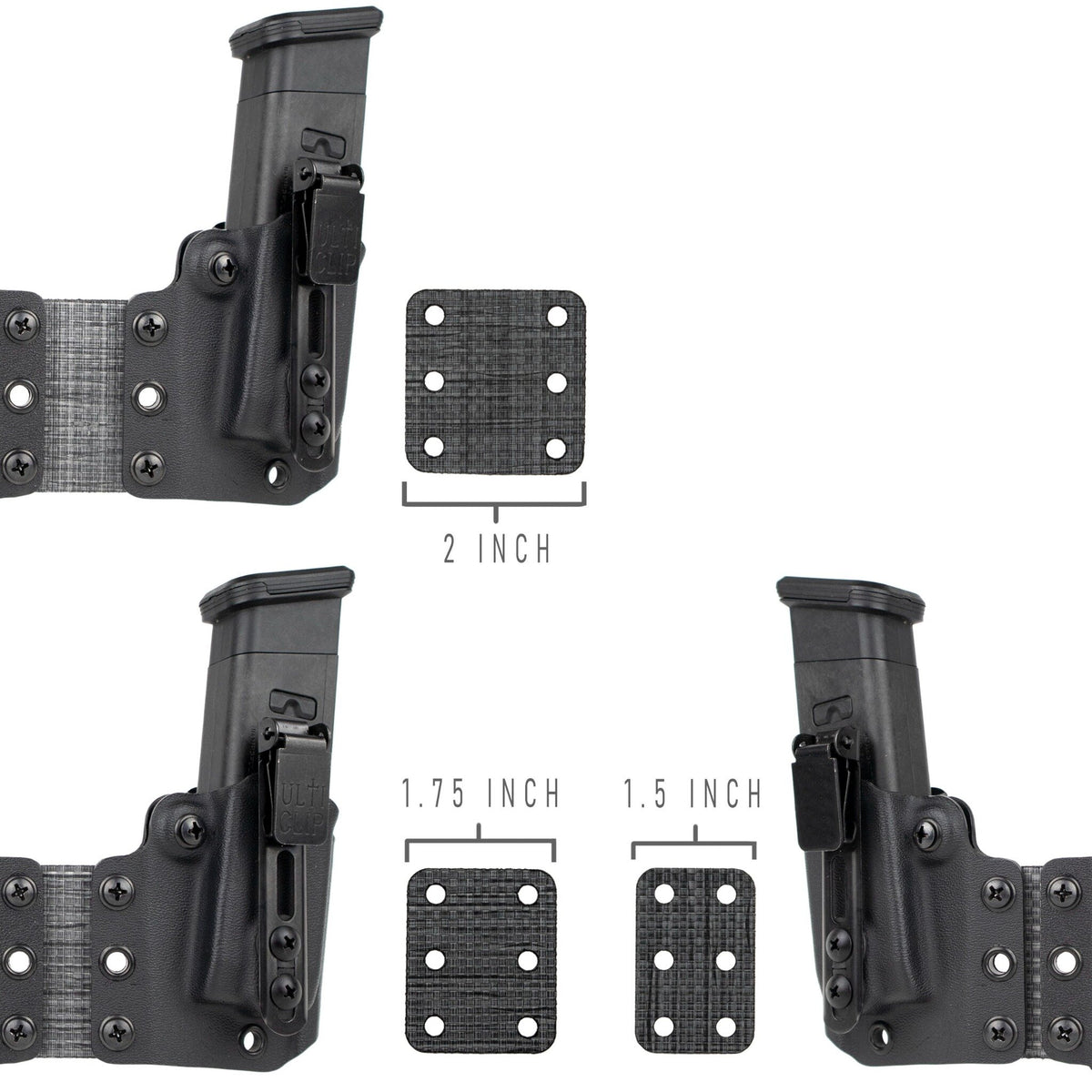 Tegris bridge size comparison showing the included 1.5-, 1.75- and 2-inch options