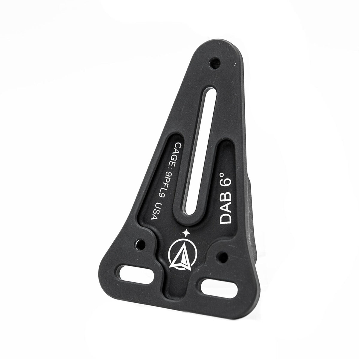 Front view of the True North Concepts DAB 6 Degree Spacer showing the Safariland three-hole mounting pattern