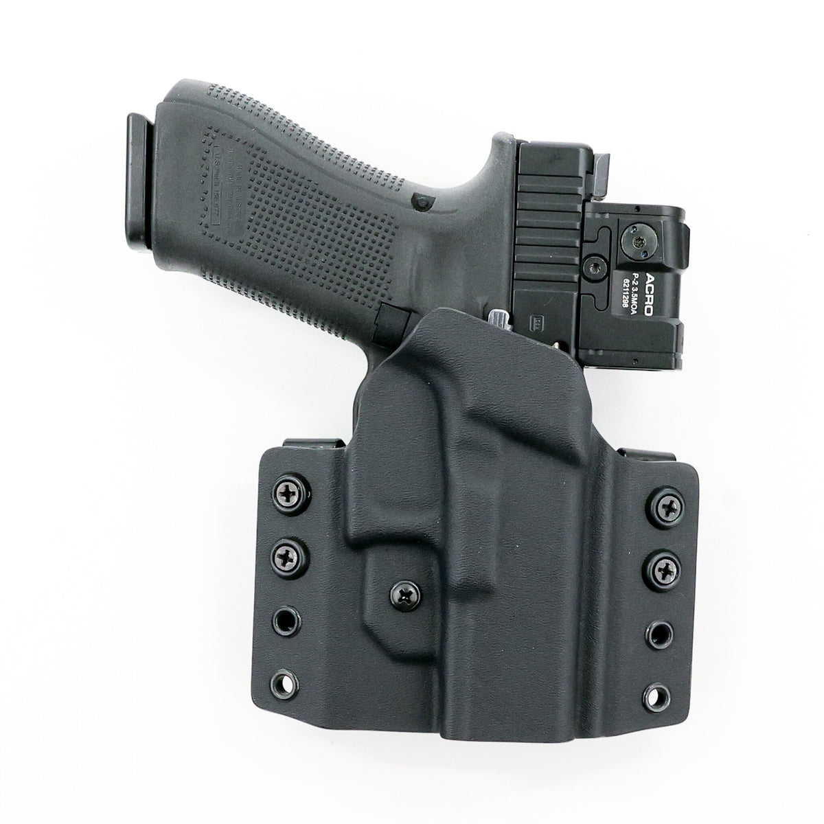 Gryphon OWB Kydex holster with optic-equipped Glock pistol – front view