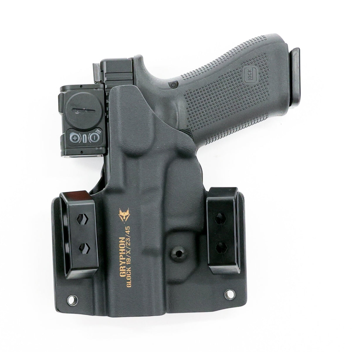 Rear view of the Gryphon OWB Kydex holster with Adaptive Belt Loops