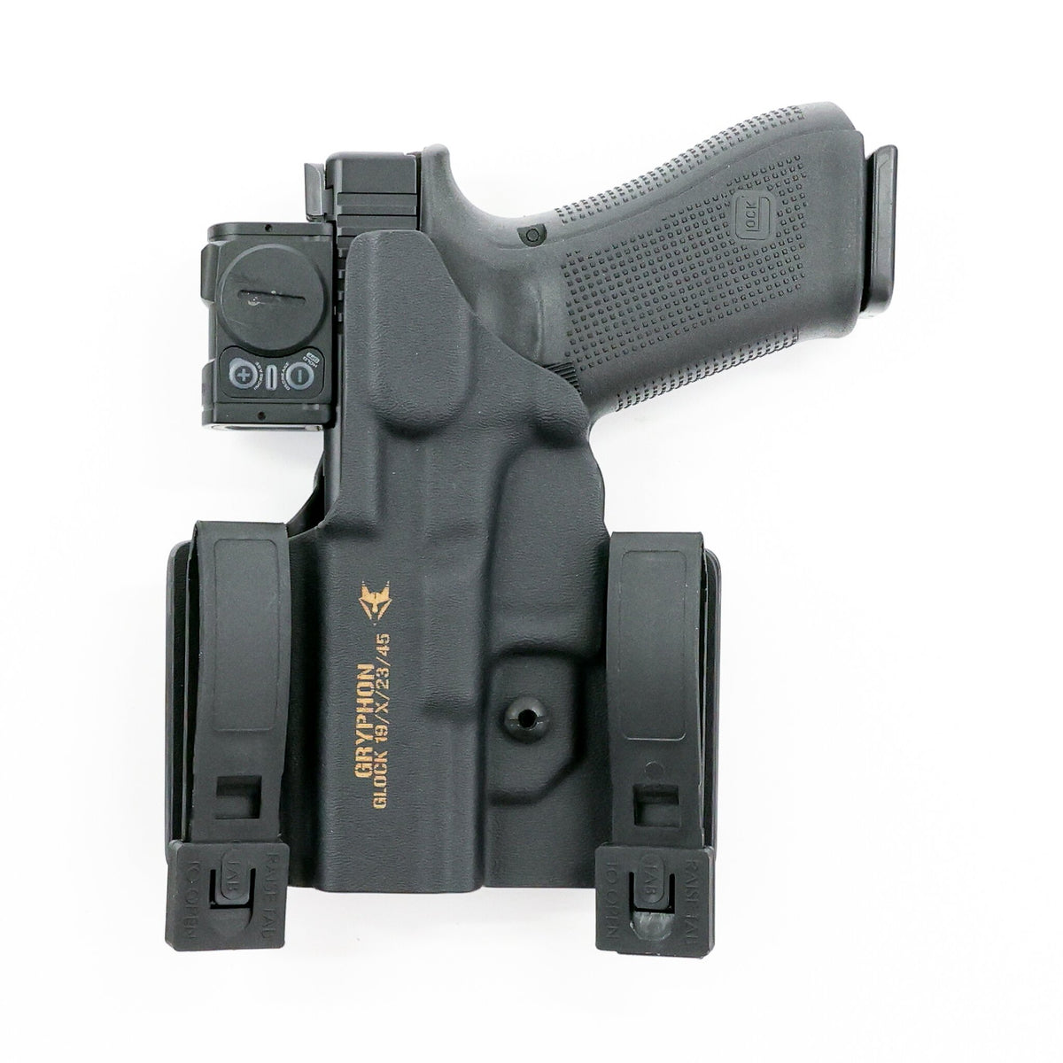 Rear view of the Gryphon OWB Kydex holster with K-LOC Clips
