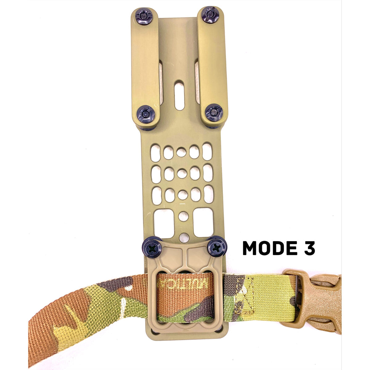 Rear close-up of the MHA Leg Strap Kit bracket and strap attachment