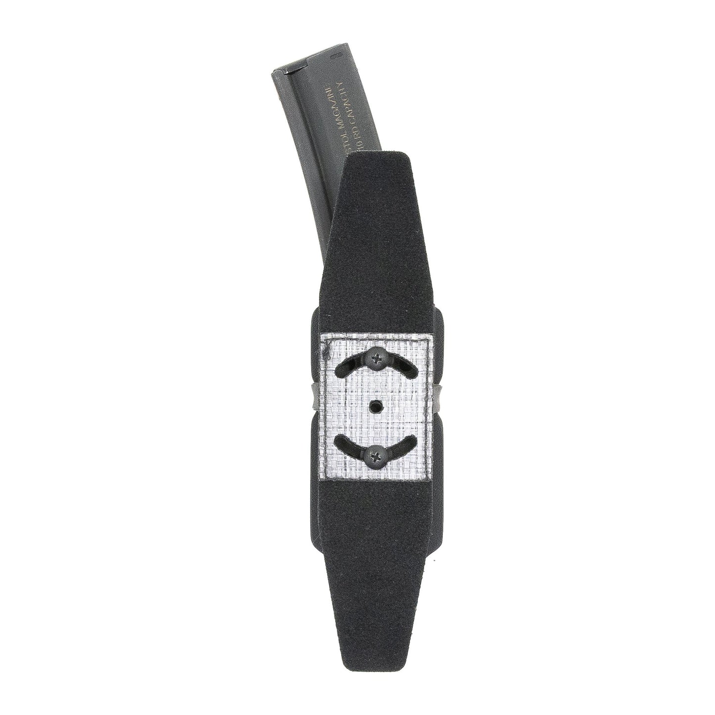 Constrictor PCC Magazine Carrier with Squeeze adjustable hook-and-loop belt mounting system - open position