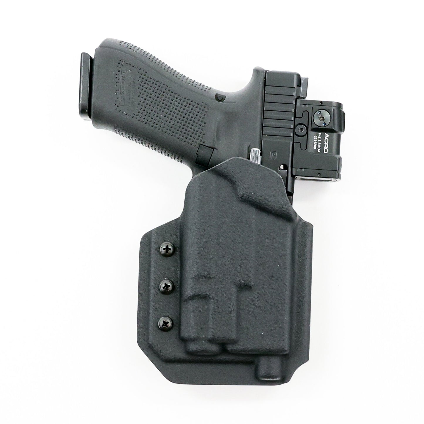 Phoenix light-bearing tactical Kydex holster holding an optic-equipped Glock pistol – front view