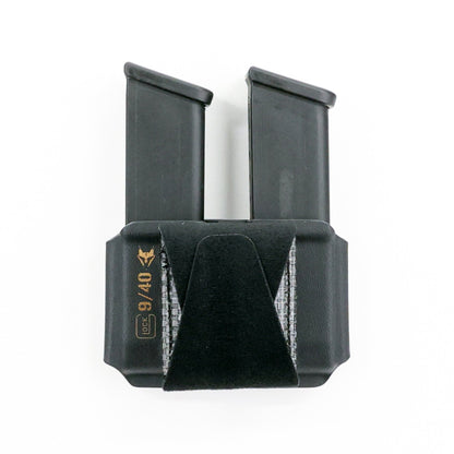 Specter Glock double magazine carrier with Squeeze XL low-profile belt attachment – closed position