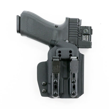 Wraith light-bearing IWB holster with dual UltiClip Slim 3.3 belt attachments