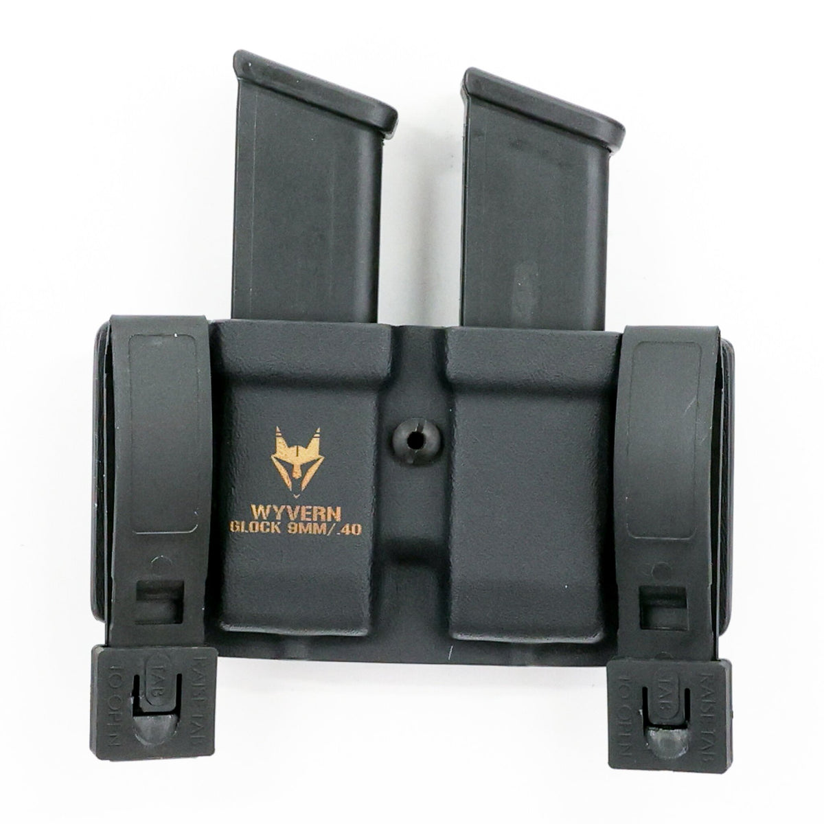Rear view of the Wyvern Glock magazine carrier with K-LOC Clips