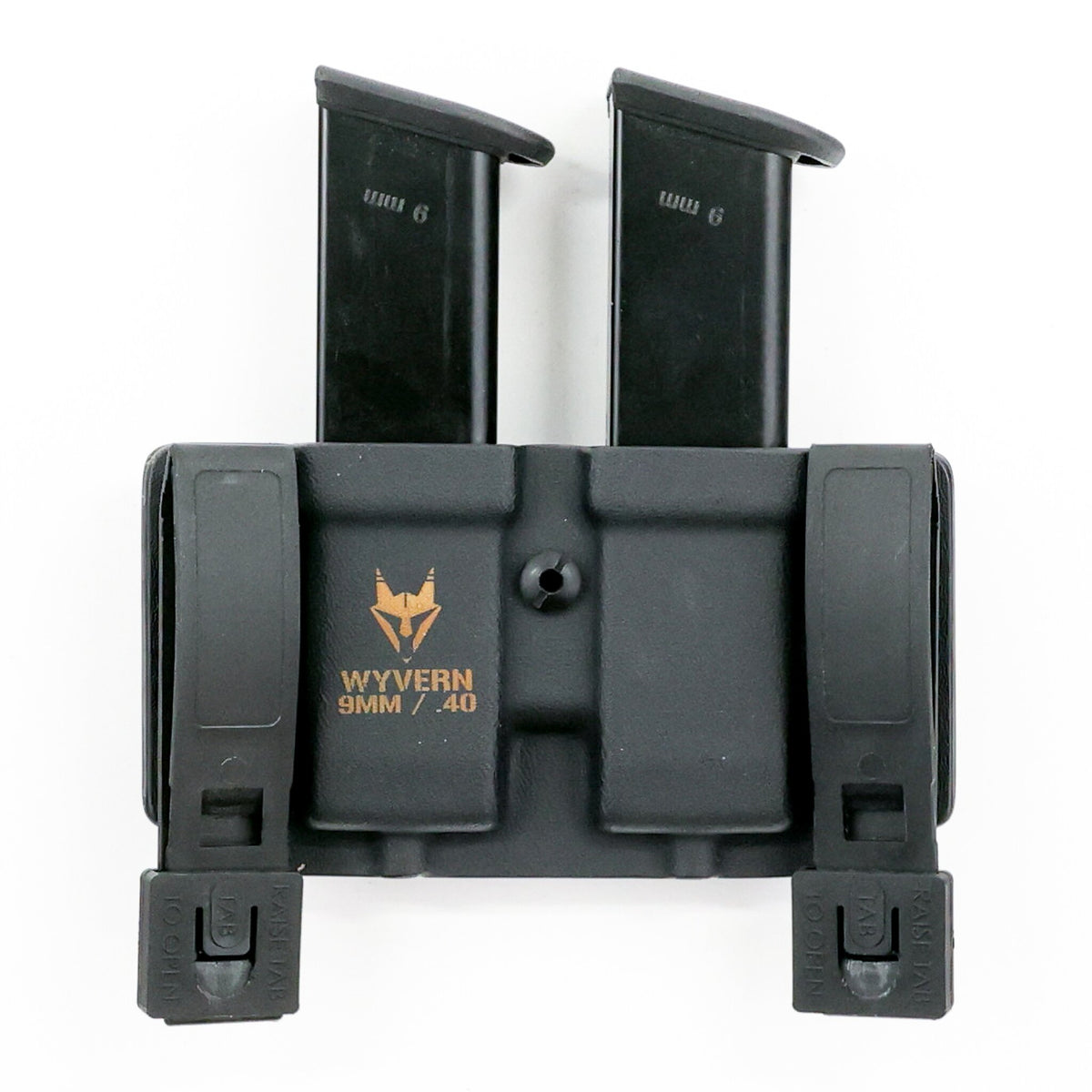 Rear view of the Wyvern 9 mm/.40 S&W magazine carrier with K-LOC Clips