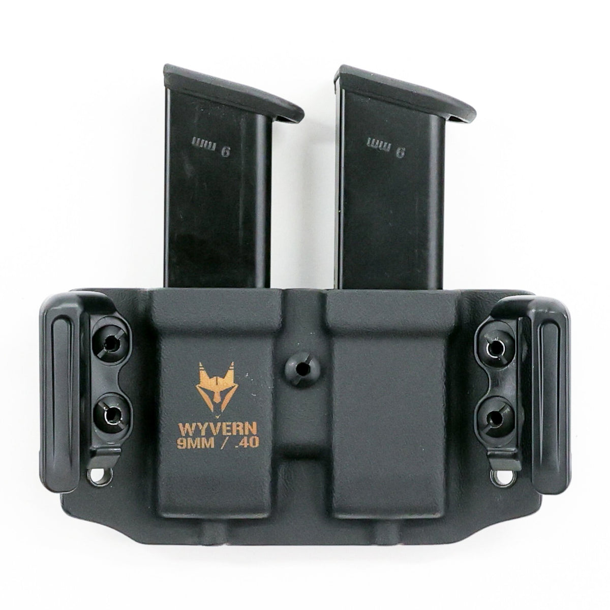 Rear view of the Wyvern 9 mm/.40 S&W magazine carrier with MatchPoint USA Dura-Grip belt loops