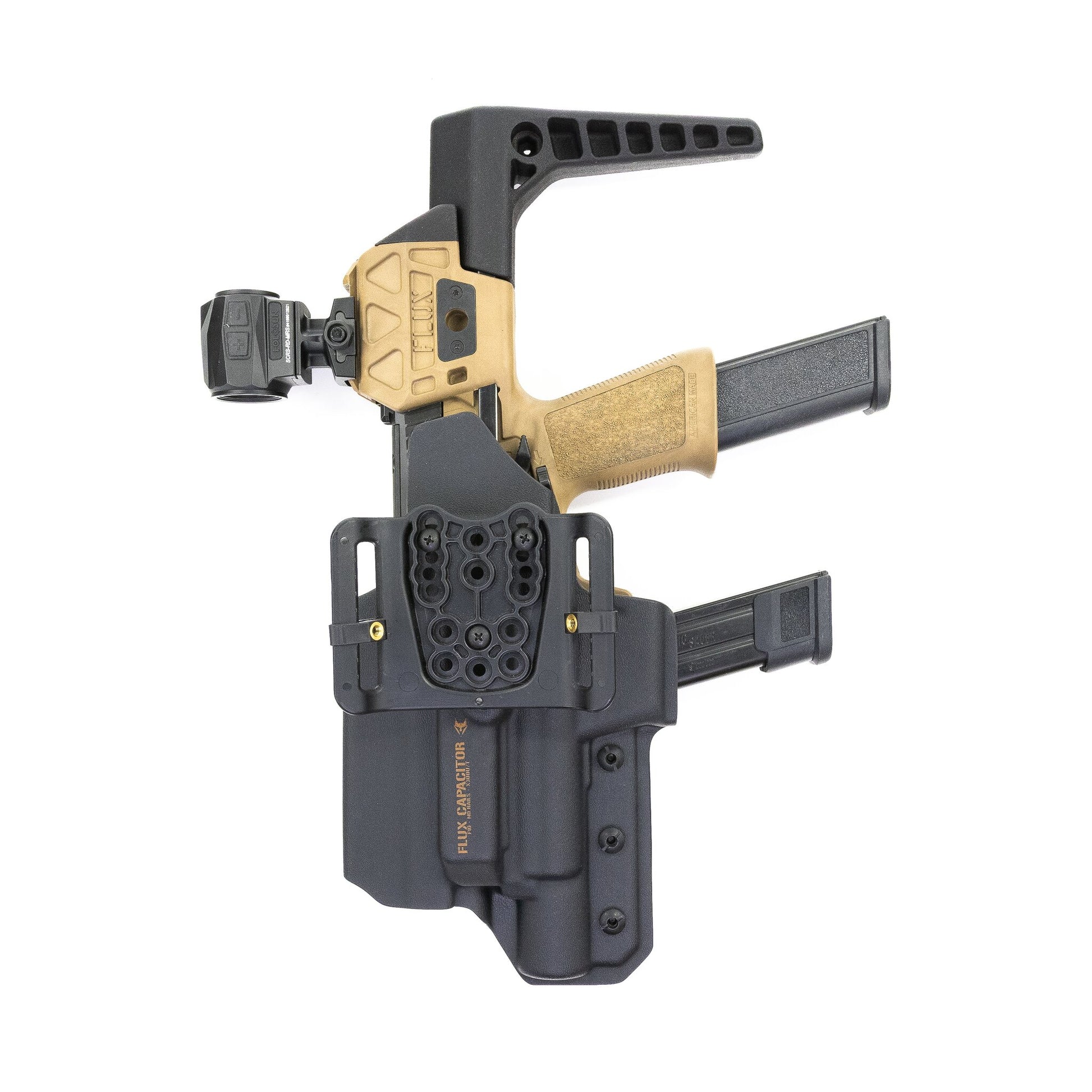 Capacitor Flux Raider holster with G-Code Belt Slide mounting hardware