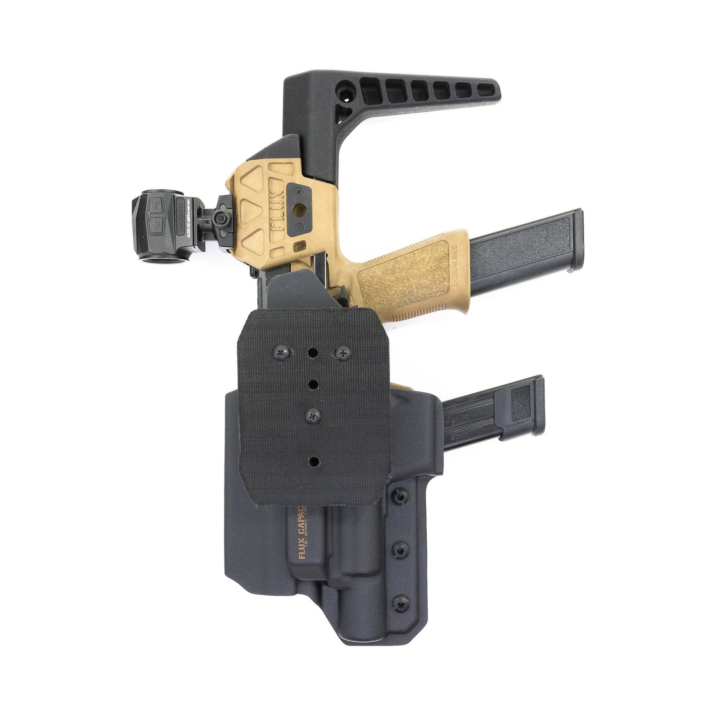 Capacitor Flux Raider holster with velcro panel mounting hardware
