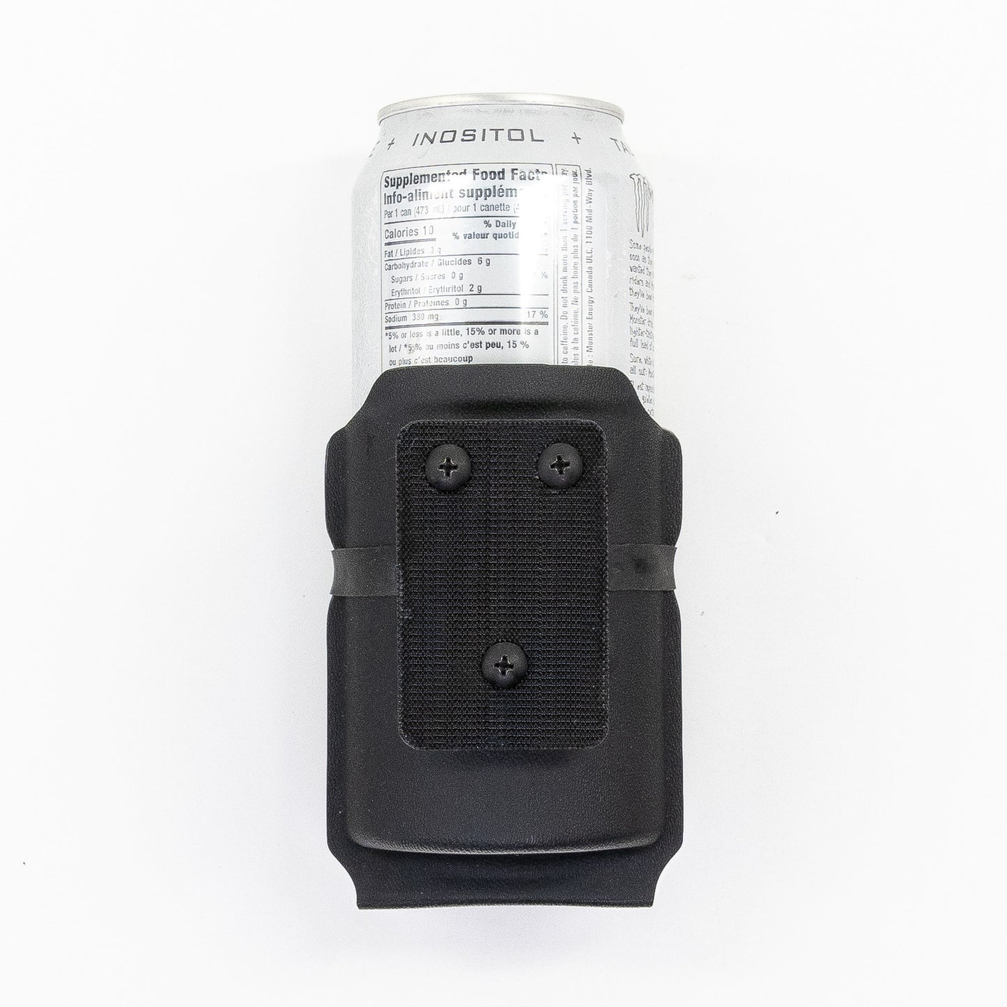 Chad 473 mL Energy Drink Carrier with small Velcro mounting panel for EDC bags