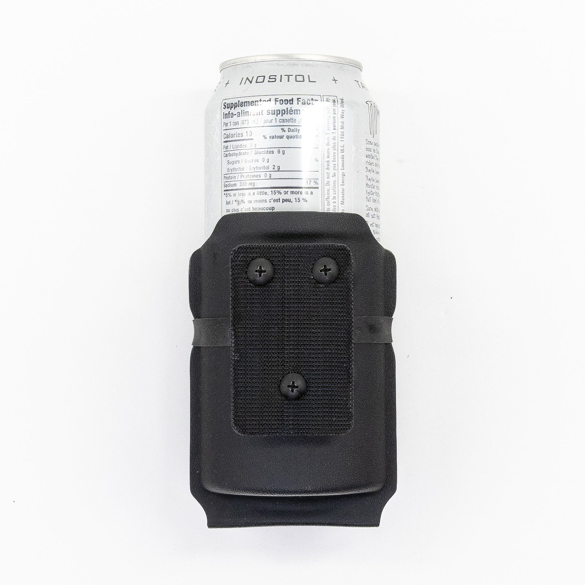 Chad 473 mL Energy Drink Carrier with small Velcro mounting panel for EDC bags