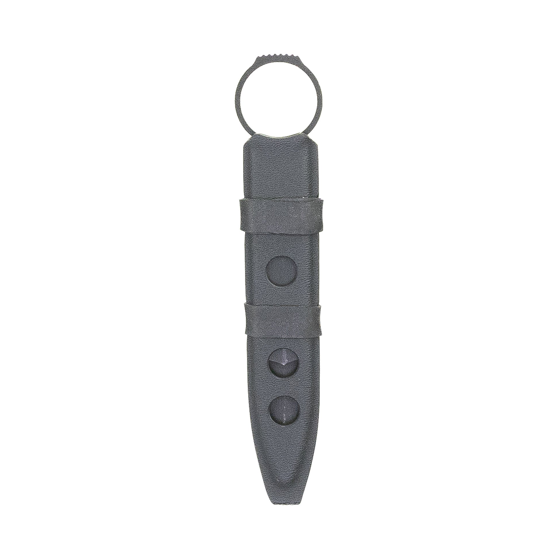 Rear view of the black Gladius Mini SOCP sheath with Benchmade Mini SOCP dagger and dual EPDM retention bands