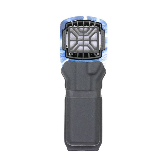 Black Skeeter Kydex carrier holding a Thermacell MR300 mosquito repeller – front view