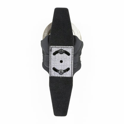 Vulcan handcuff carrier with Squeeze adjustable hook-and-loop belt mounting system – open position